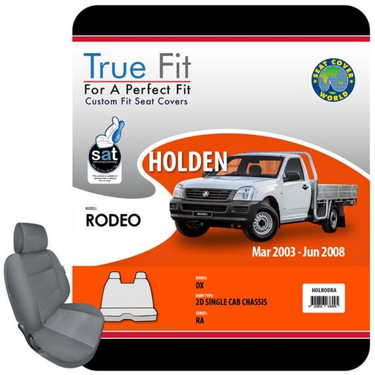 True Fit Tailored Seat Covers Fits Holden Rodeo RA Single Cab 2003 - 2008