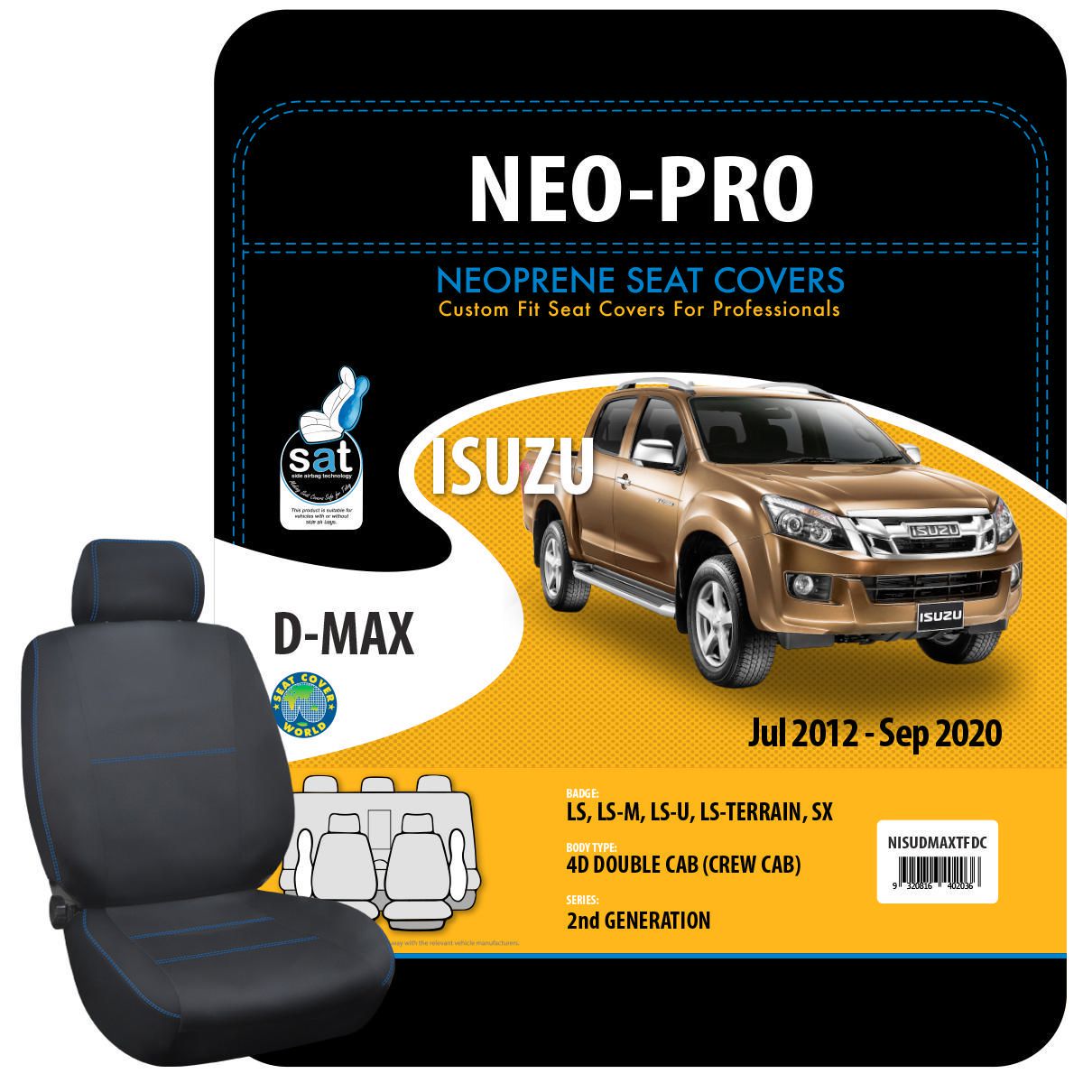 True Fit Tailored Fit Front & Rear Car Seat Covers Neoprene, Black - Set NISUDMAXTFDC