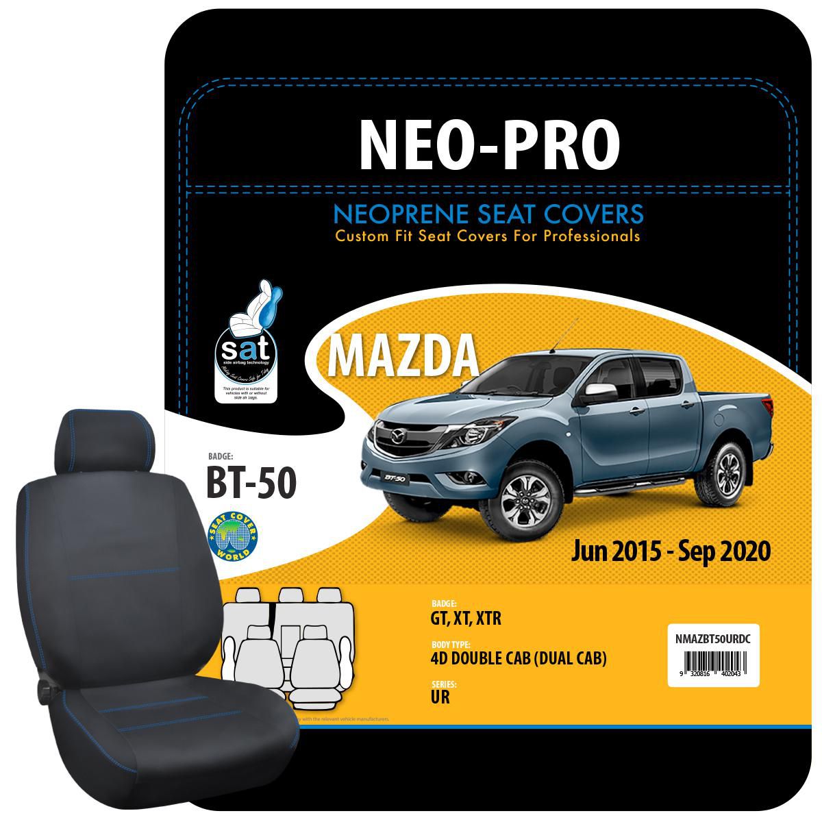 True Fit Tailored Fit Front & Rear Car Seat Covers Neoprene, Black - Set NMAZBT50URDC