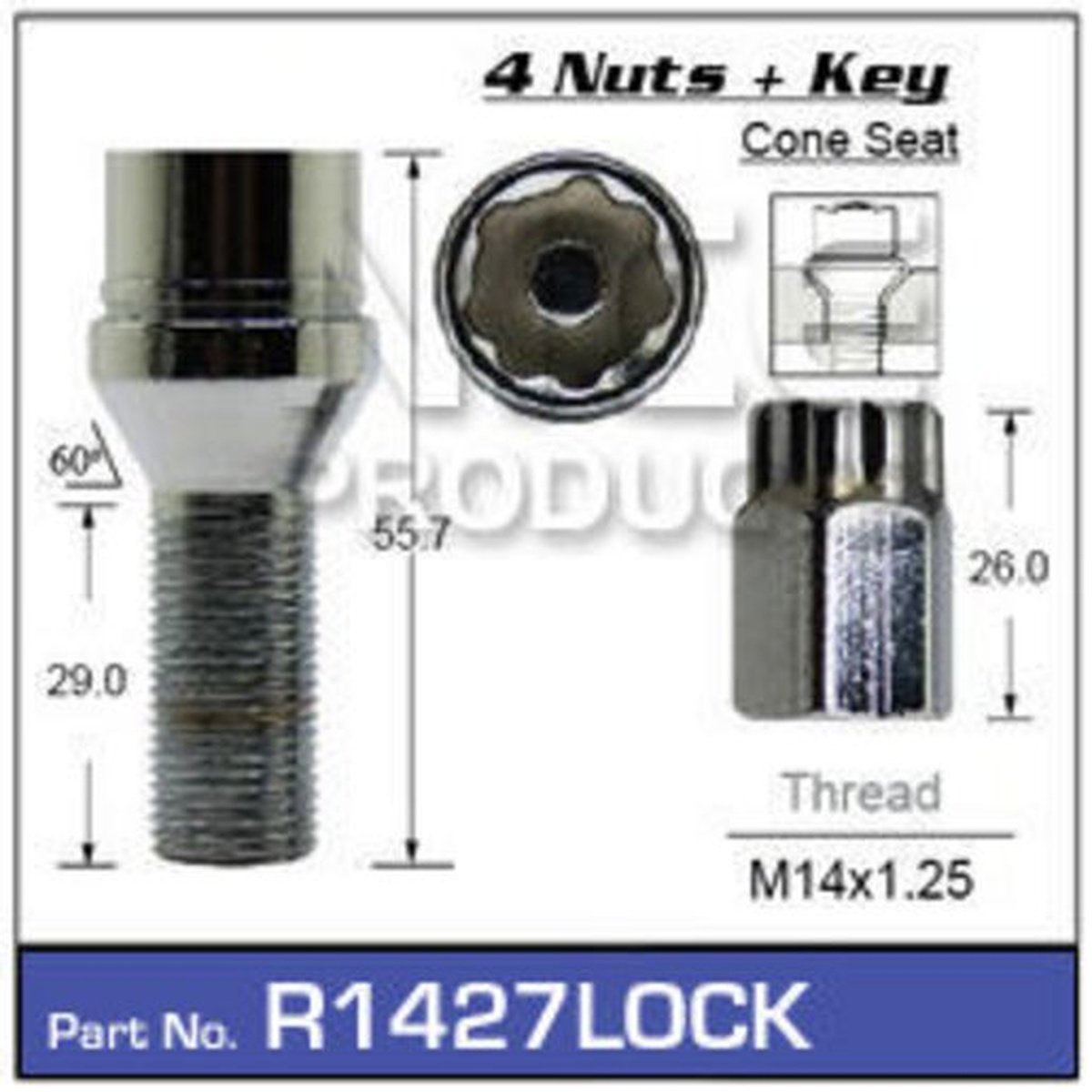 NICE Wheel Lock Bolt Set M14x1.25 (4 Pack) R1427LOCK