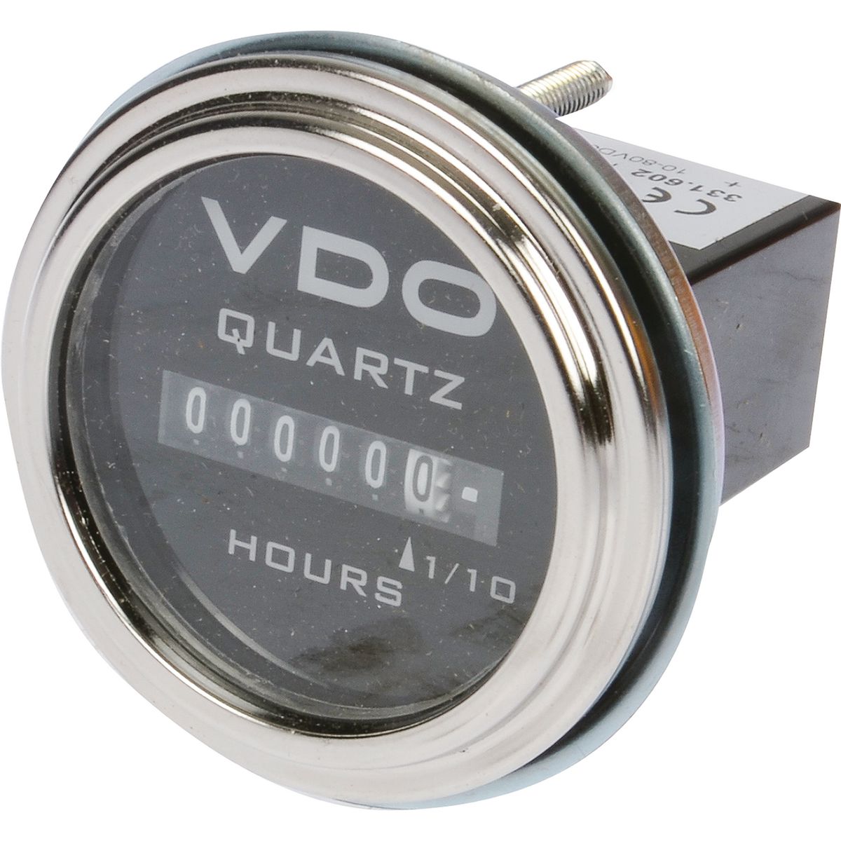 VDO Analogue Hour meter Counter-Type w/Ops Ind 52mm 10/80V Chrome Bezel w/3-Hole Mount 331.602