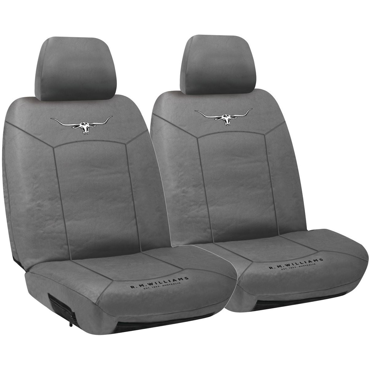 R.M. Williams Seat Cover Set Canvas Front Grey CVRMW16GRY30