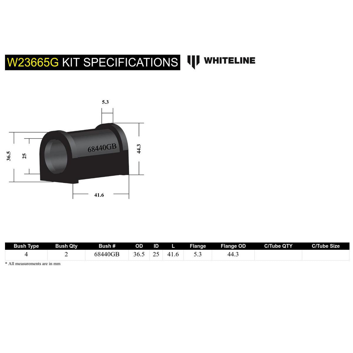 Whiteline W23665G Sway Bar Mount 25mm Greaseless