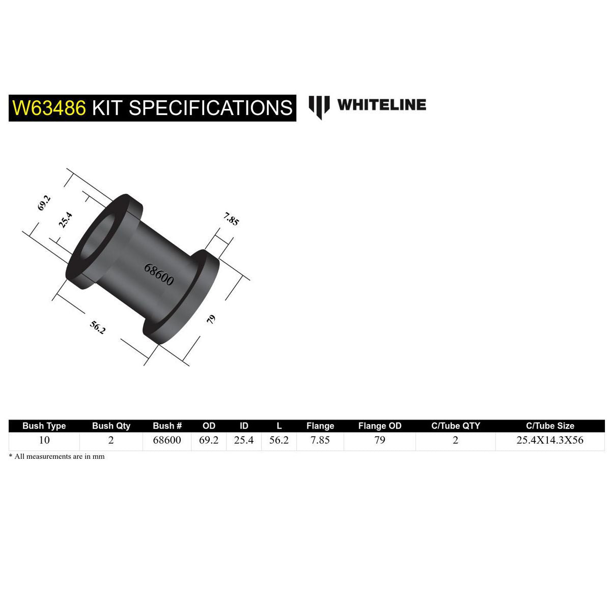 Whiteline W63486 Trailing Arm Front Bushing