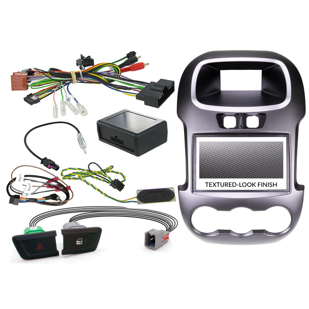 Aerpro Double Din Headunit Installation Kit Textured Metallic Charcoal Suits Ford Ranger PX 4.2" OEM Display FP8083KT