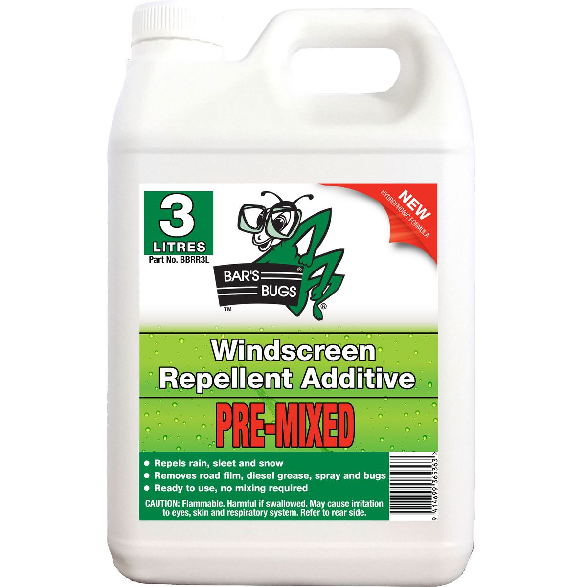 Bars Bugs Windscreen Cleaner + Repellent Pre Mix 3L BBWCWR3L