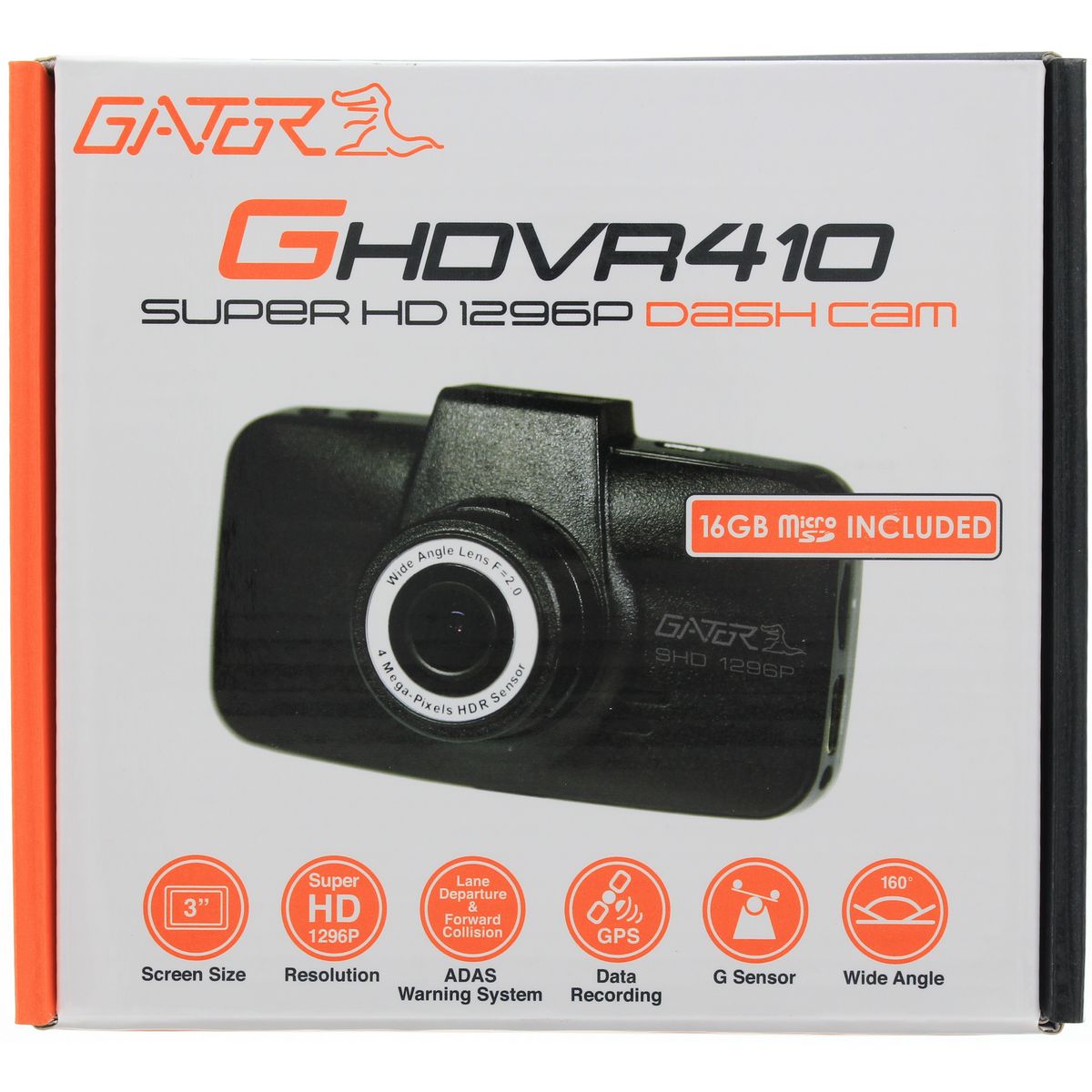 Gator Super HD 1296 Dash Cam with 16GB Card GHDVR410