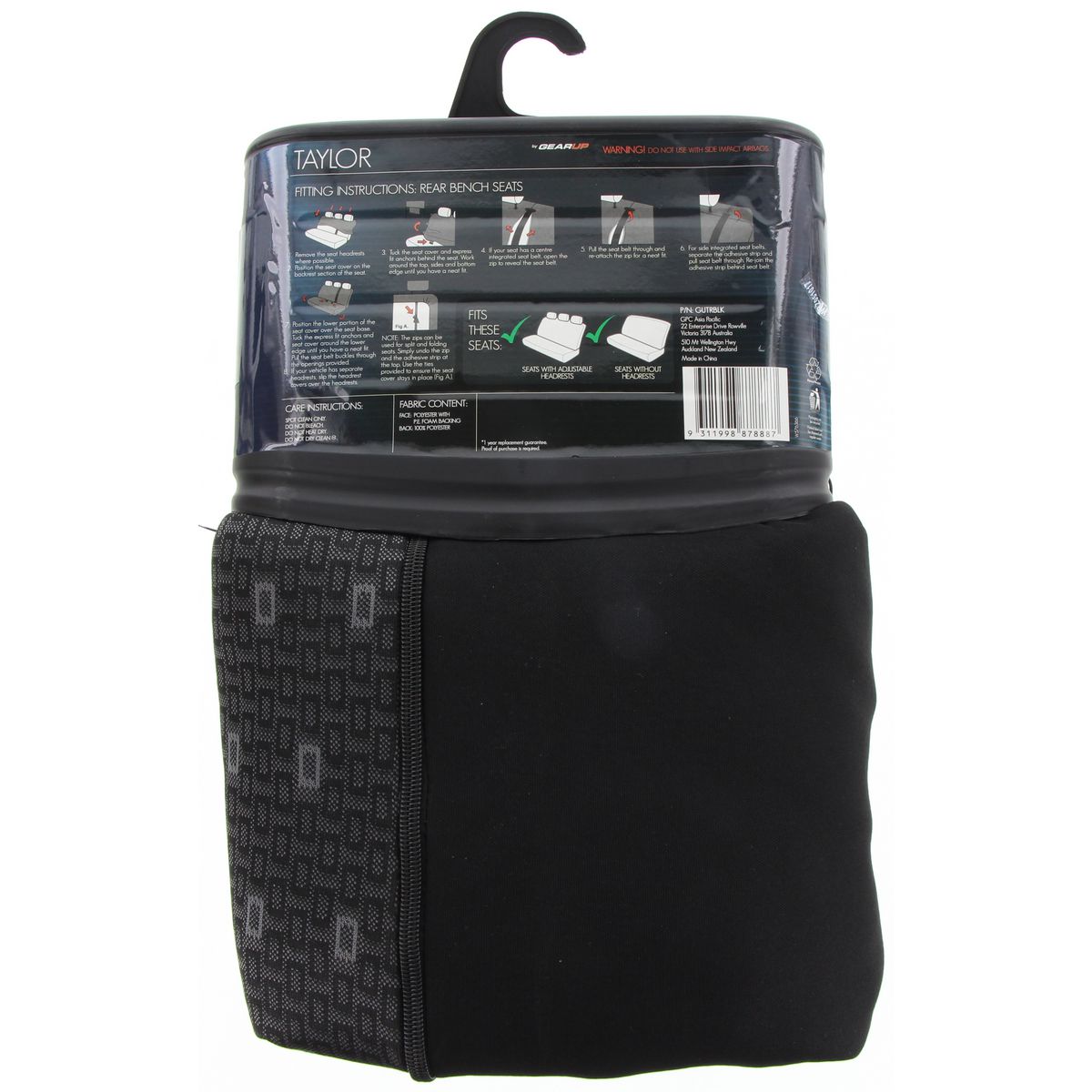 Gear Up Rear Seat Cover Taylor GUTRBLK