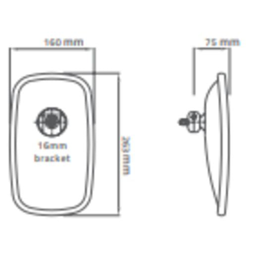 Britax Single Convex Mirror Head R1800, Left and Right Side Mount 7180-301