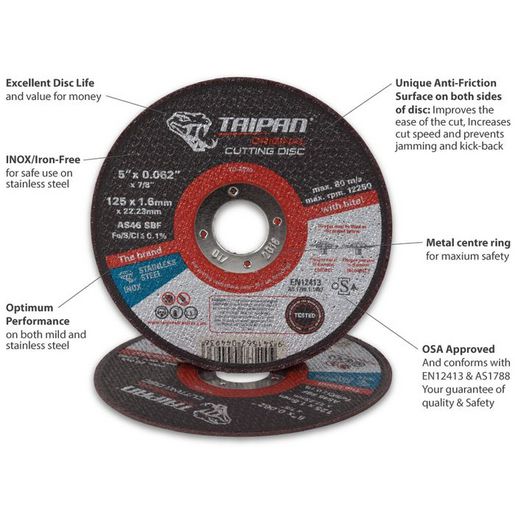 Taipan Tapian Cut Disc Inox 230X1.9Mm Flat TO-6226