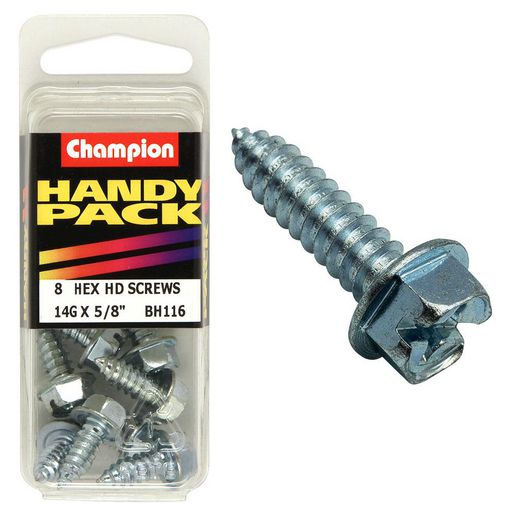 Champion Fasteners Self TaPPEr Screw Hex Combo 6.3 X 16mm Zinc Plated BH116