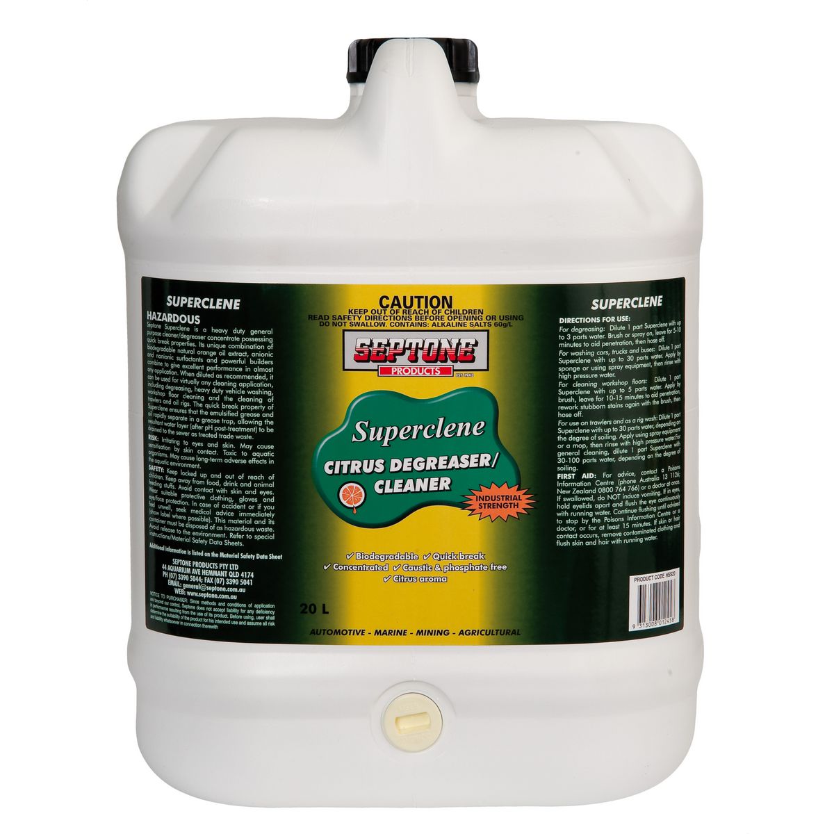Septone Superclene Citrus Cleaner / Degreaser 20L HSS20