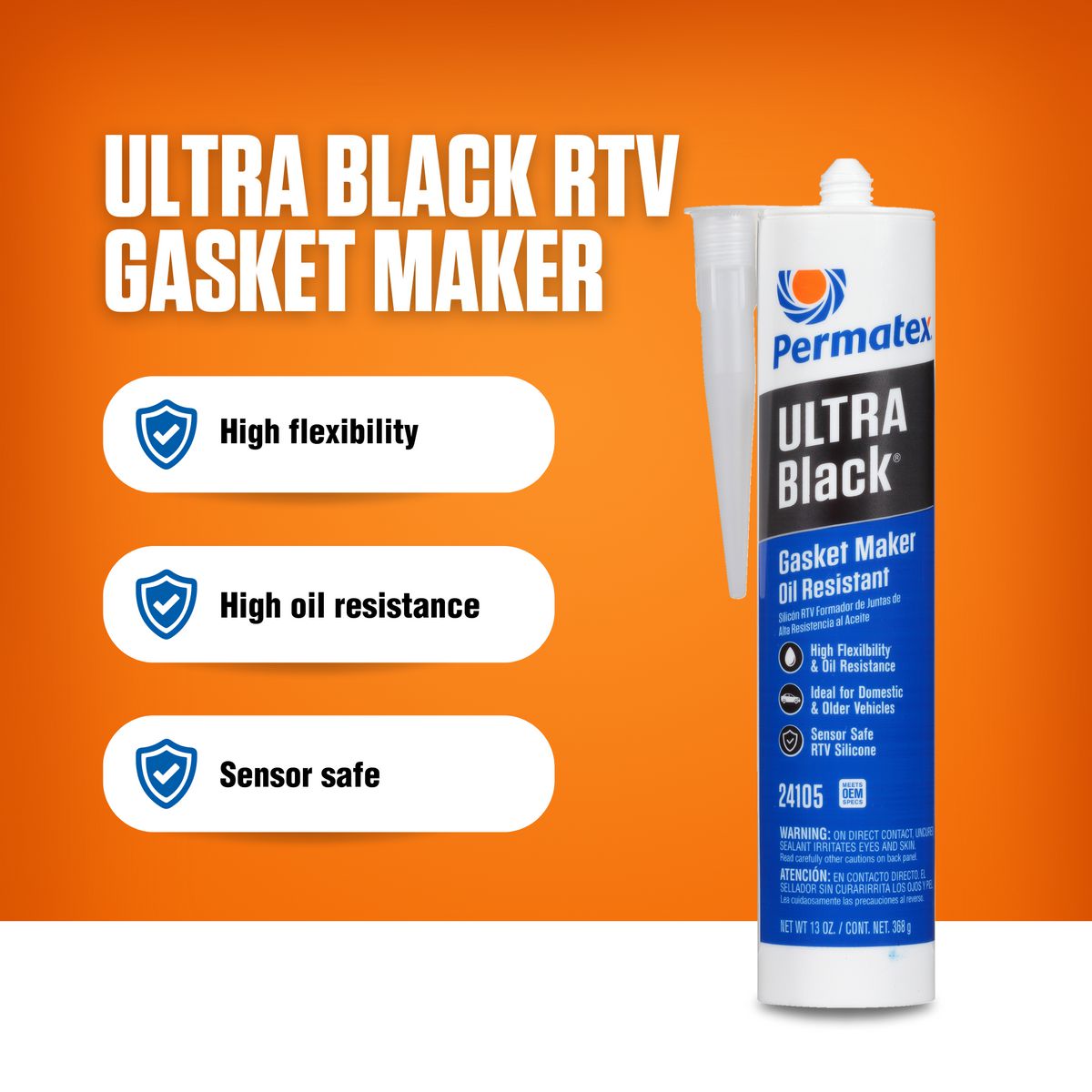 Permatex Ultra Black Maximum Oil Resistance Rtv Silicone Gasket Maker 368G PX24105