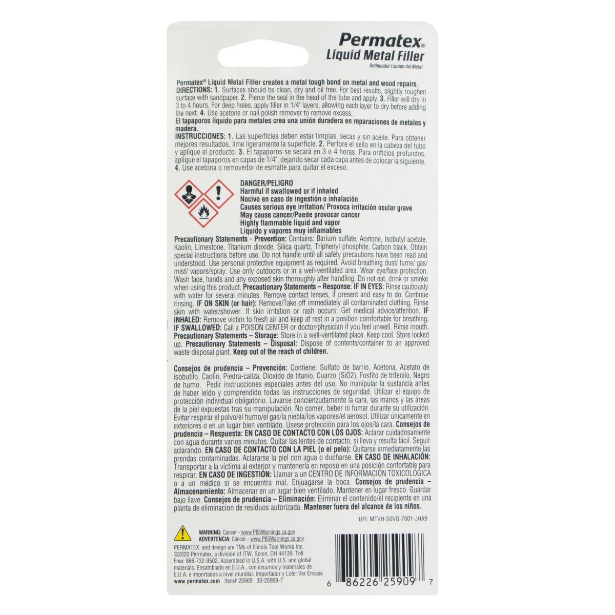 Permatex Liquid Metal Filler 99G PX25909