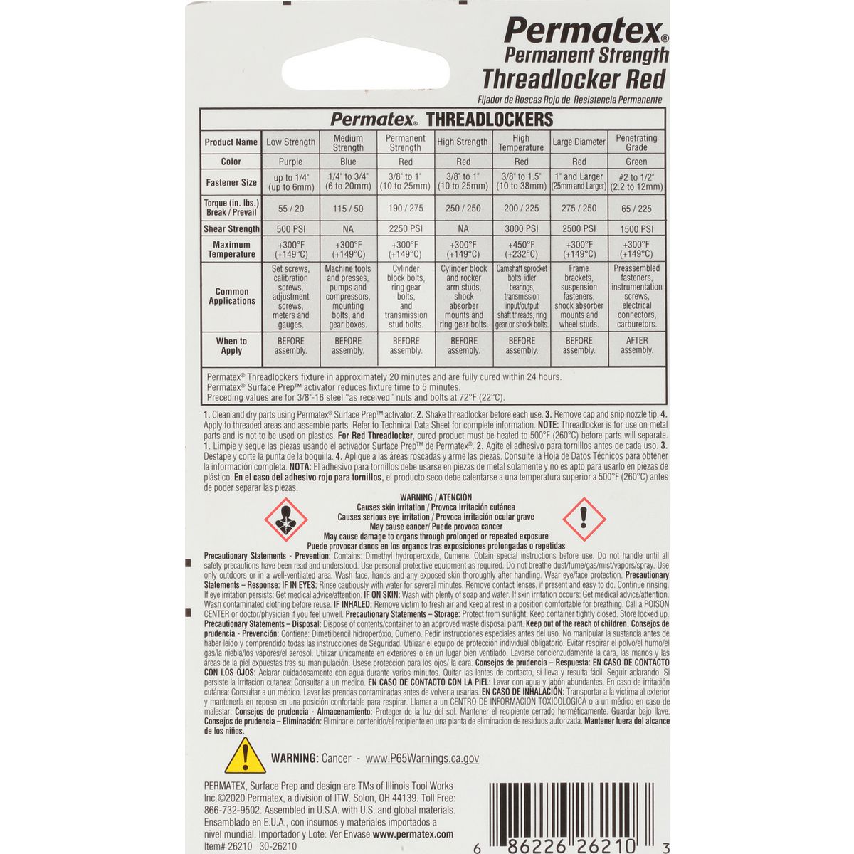 Permatex Permanent Strength Threadlocker Red 10ml