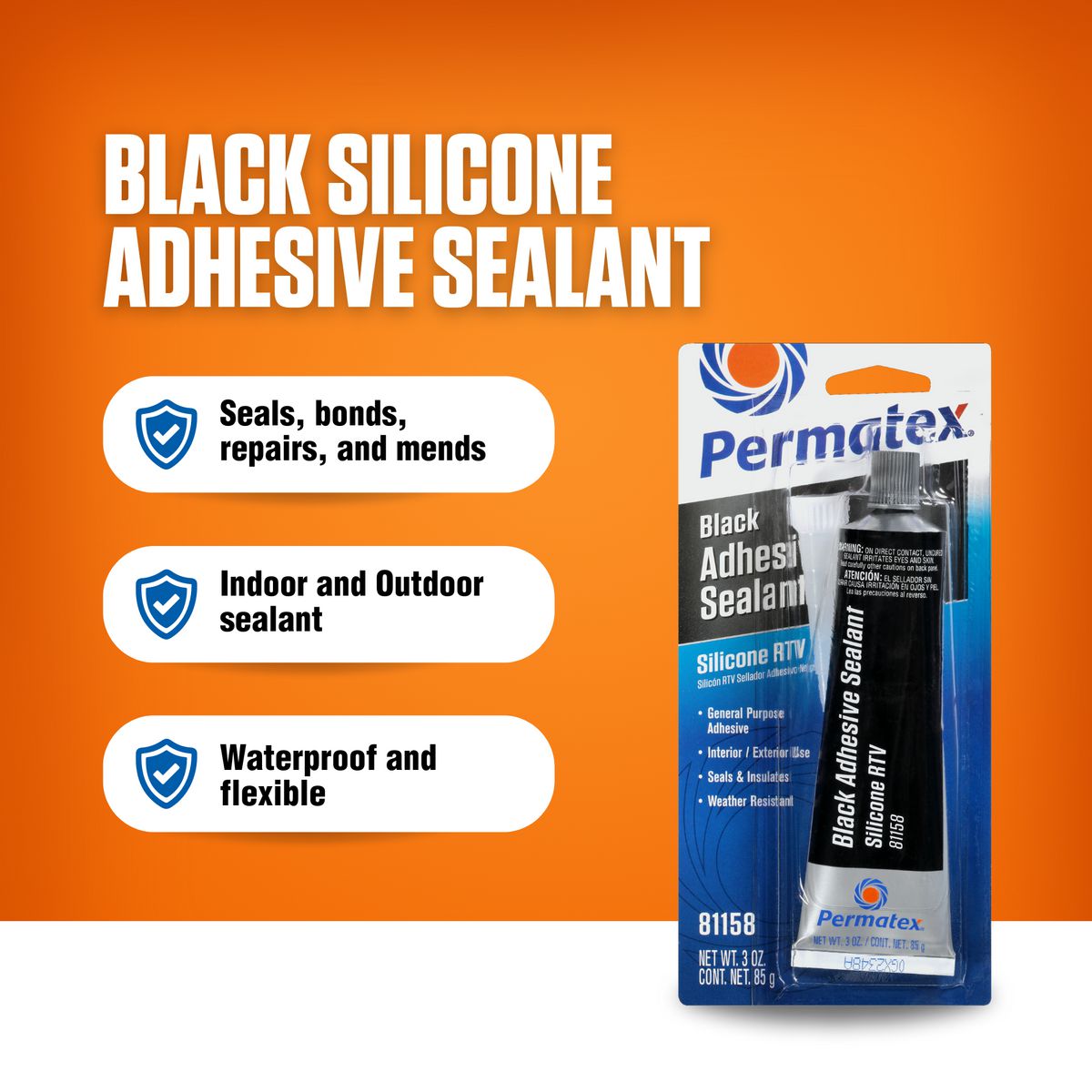 Permatex Black Silicone Adhesive Sealant 85g