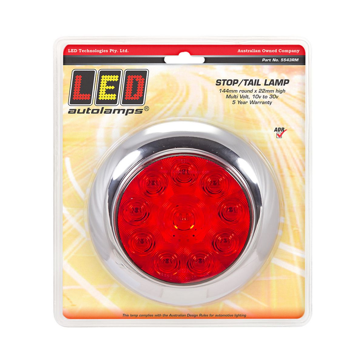 LED Autolamps Multi Volt Round Stop/Tail/Turn Lamp Chrome 5543RM