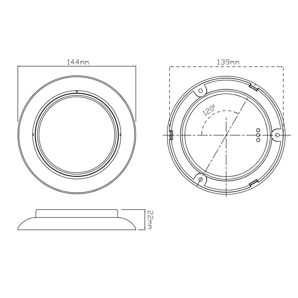 LED Autolamps Multi Volt Round Stop/Tail/Turn Lamp Chrome 5543RM
