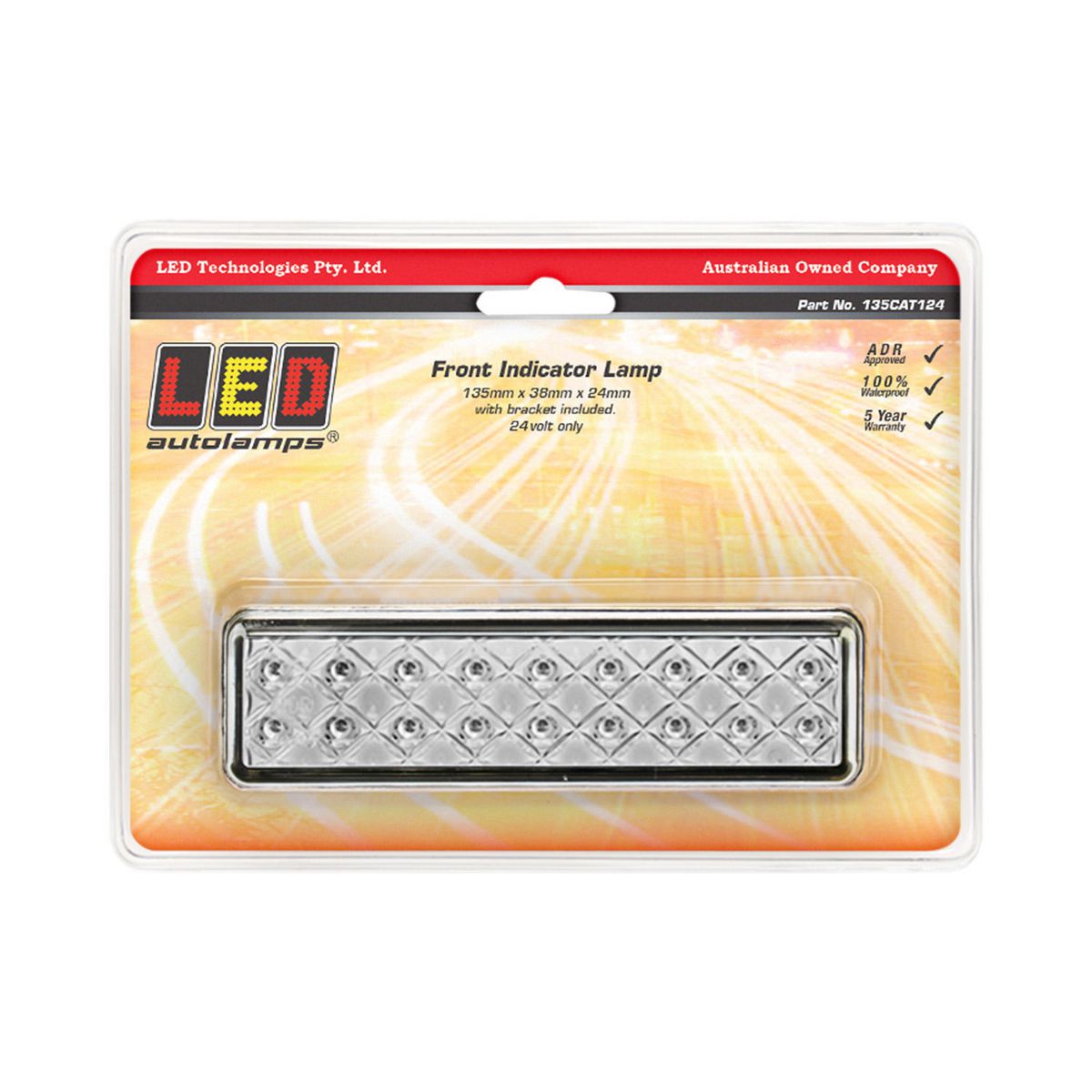 LED Autolamps Front Direction Indicator Lamp with with Black Base 24V 135CAT124