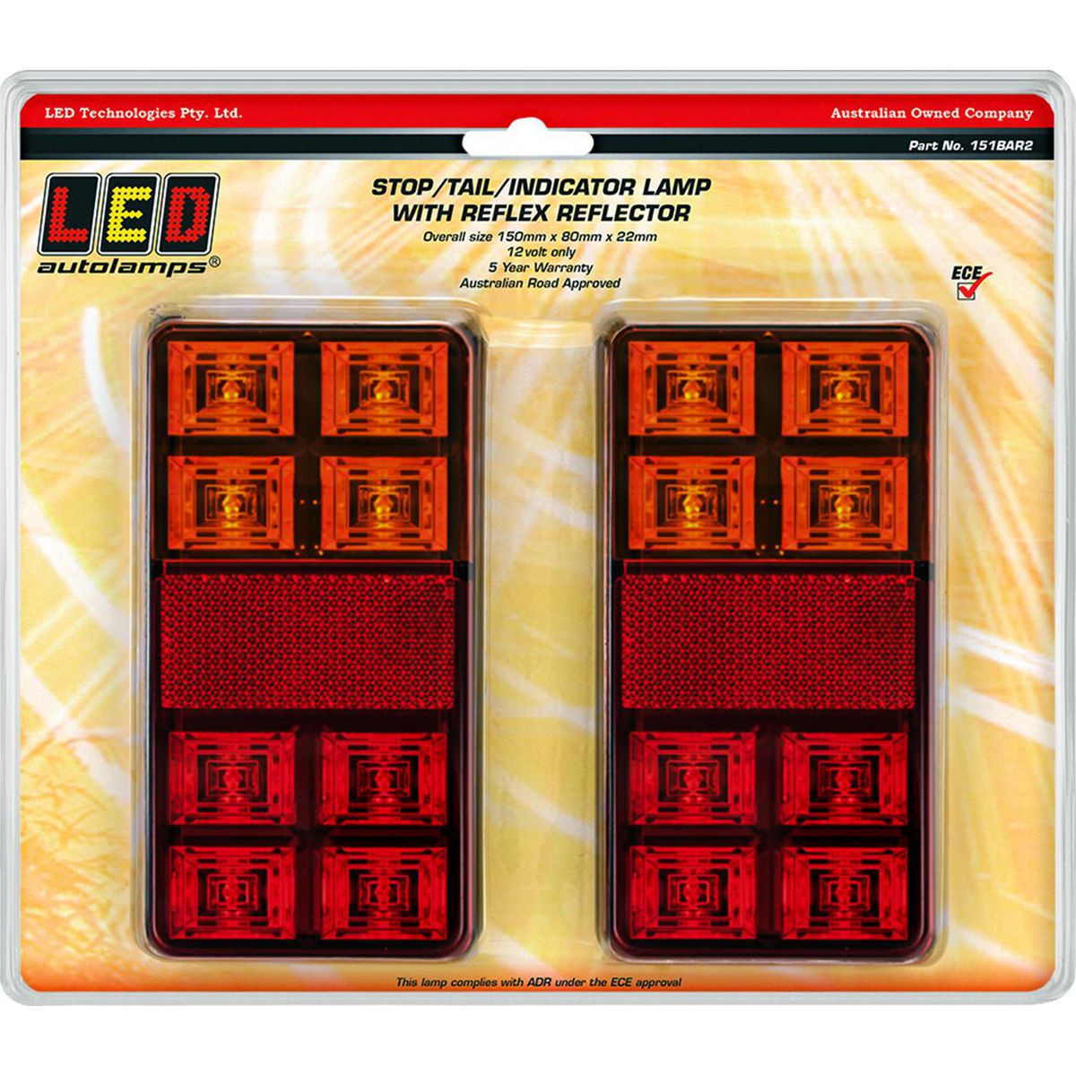 LED Autolamps Stop/Tail/Indicator Light LED 12V 151BAR2