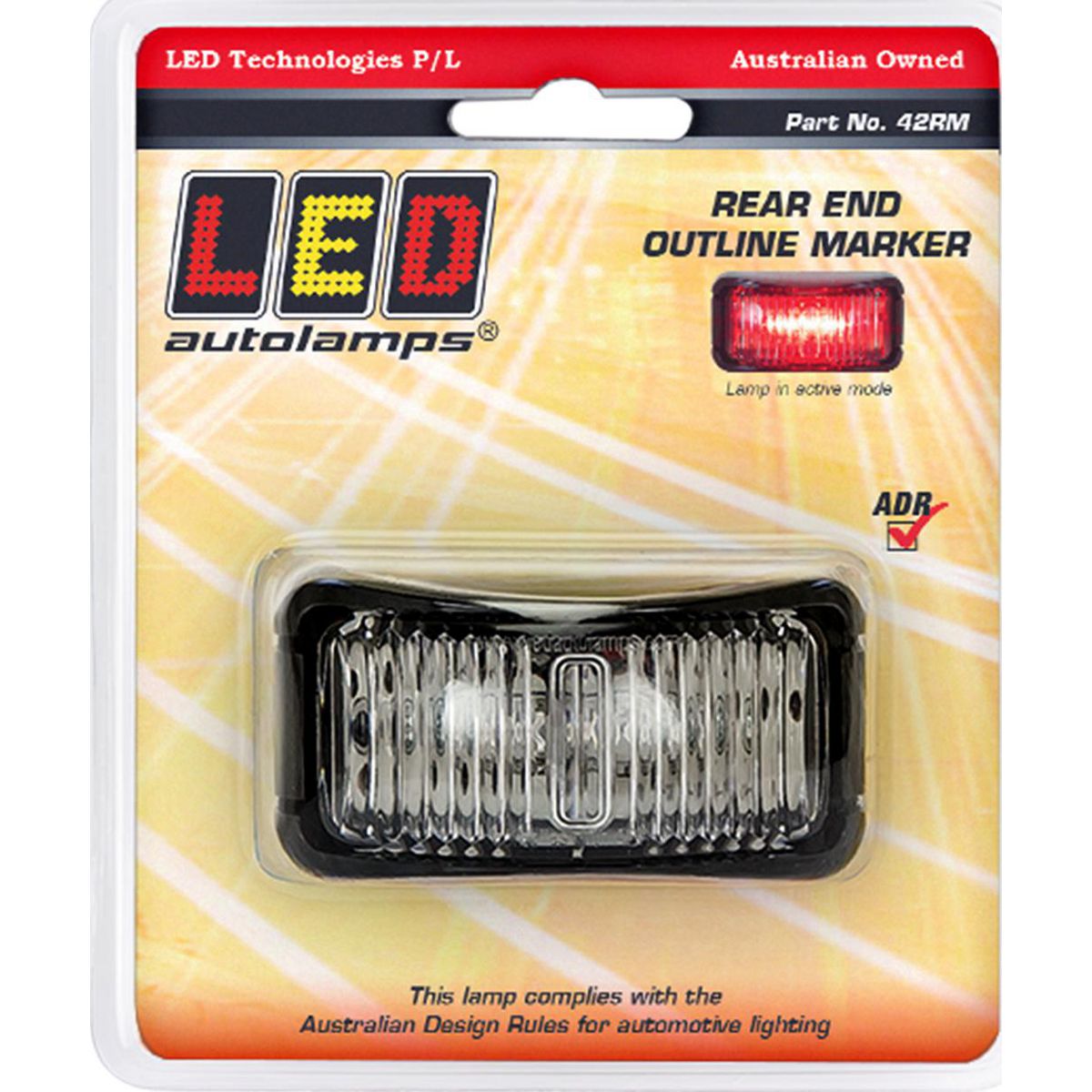 LED Autolamps Rear Marker with Black Base Red 74x38x35mm Multi-volt 42RM