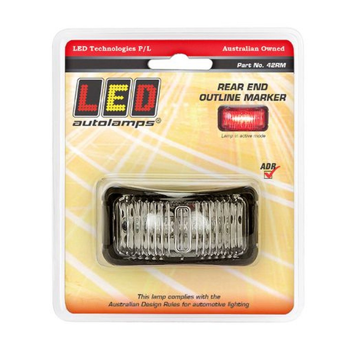 LED Autolamps Rear Marker with Black Base Red 74x38x35mm Multi-volt 42RM