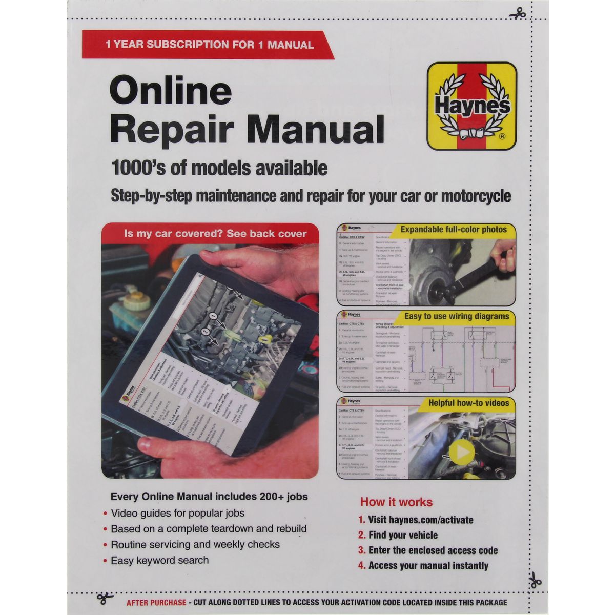 Haynes Online Repair Manual Card HMOL1