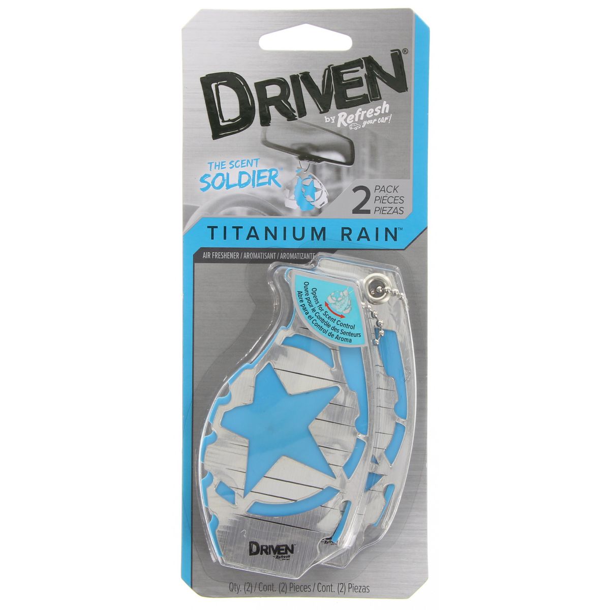 Driven Air Freshener The Scent Soldier Titanium Rain 2Pack 78203