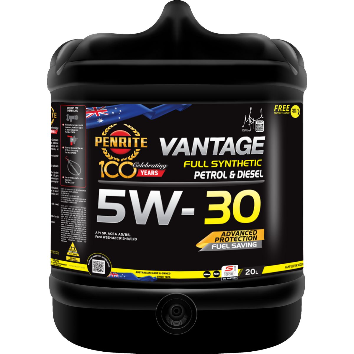 Penrite Vantage Full Synthetic 5W-30 Engine Oil 20L