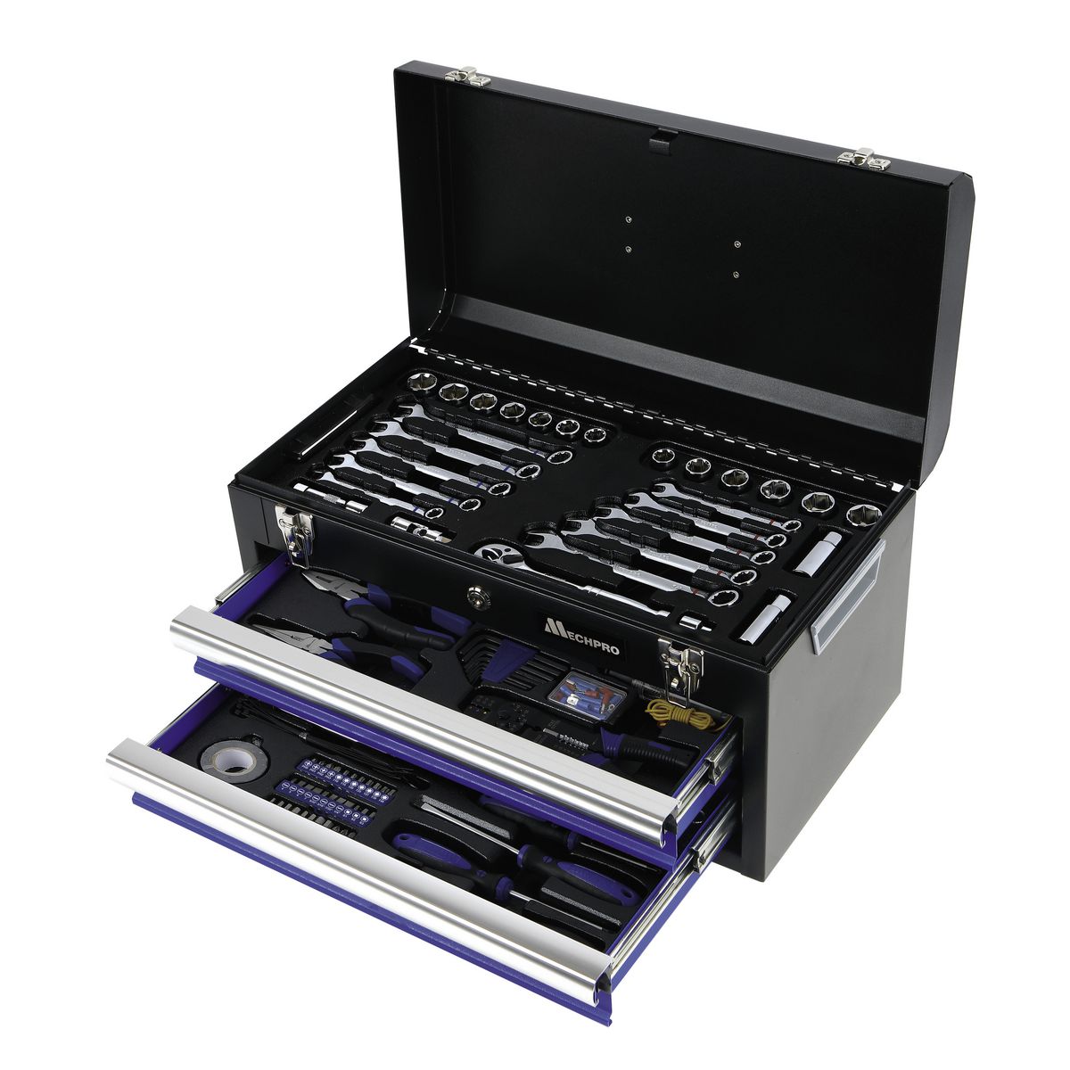 Mechpro Tool Kit with 2 Drawer Chest 1/4In & 3/8In Drive 156pc
