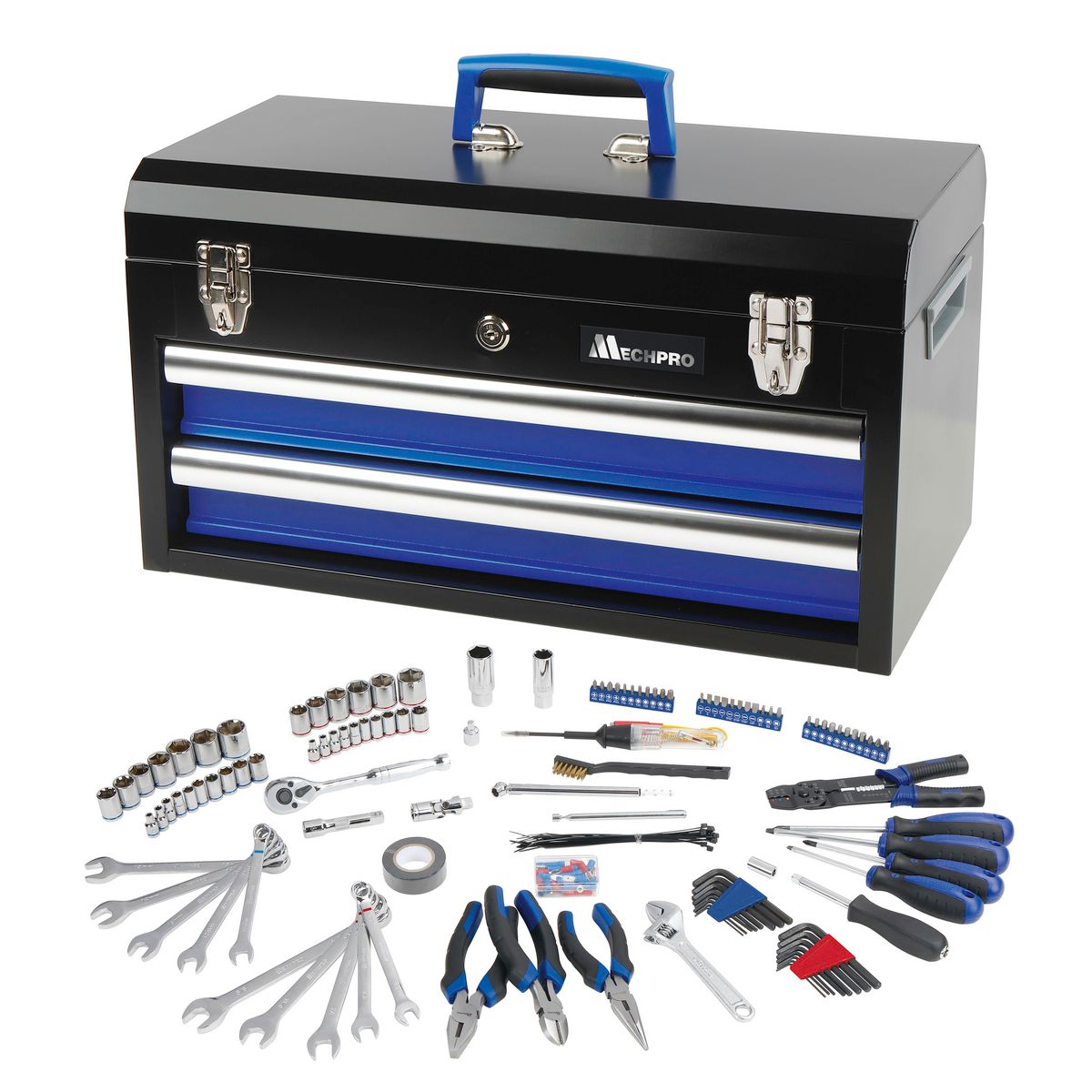 Mechpro Tool Kit with 2 Drawer Chest 1/4In & 3/8In Drive 156pc
