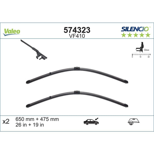 Valeo Silencio Wiper Blade Set Front Front VF410 574323