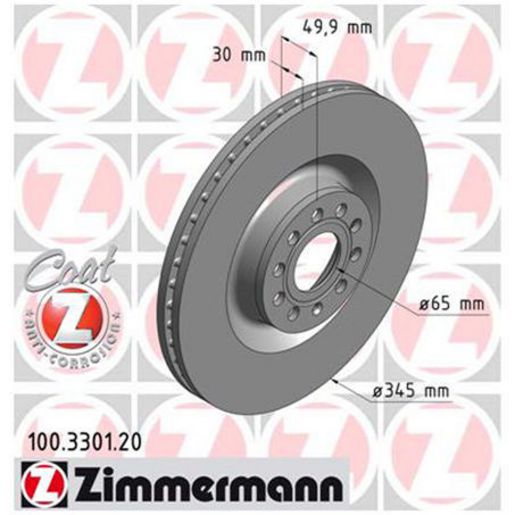 Zimmermann OE Coat Z Brake Rotor Pair 345mm Front 100.3301.20