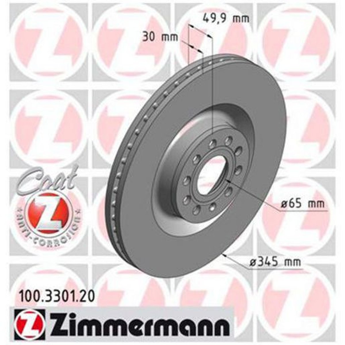 Zimmermann OE Coat Z Brake Rotor Single 345mm Front 100.3301.20