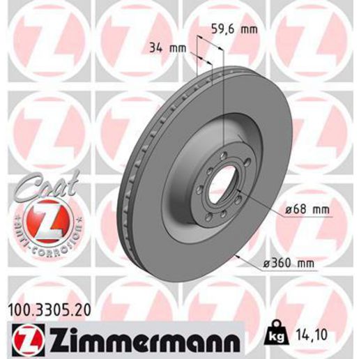 Zimmermann OE Coat Z Brake Rotor Single 360mm Front 100.3305.20