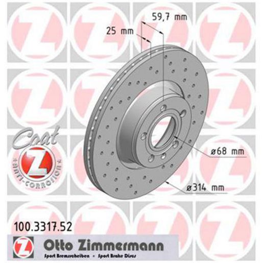 Zimmermann Sport Z Brake Rotor Single 314mm Front 100.3317.52