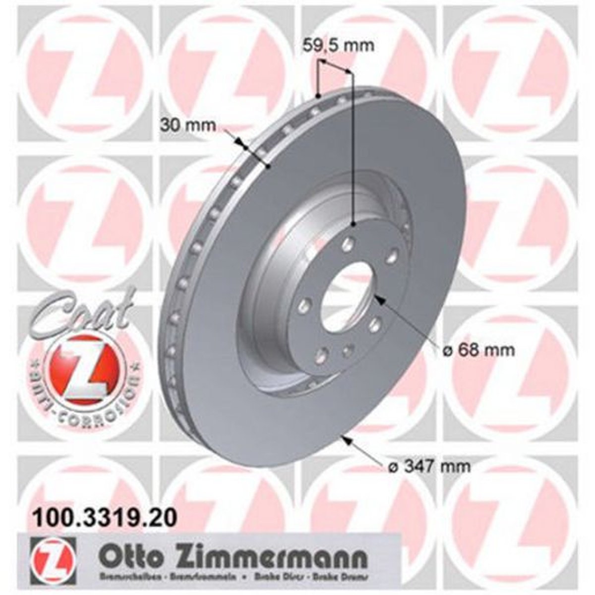 Zimmermann OE Coat Z Brake Rotor Single 347mm Front 100.3319.20