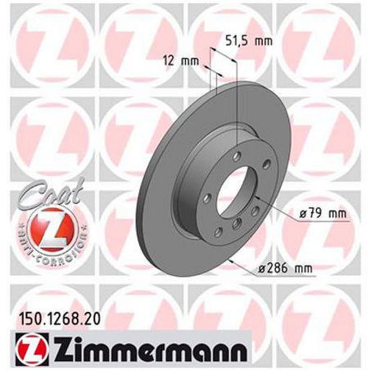Zimmermann OE Coat Z Brake Rotor Pair 286mm Front 150.1268.20