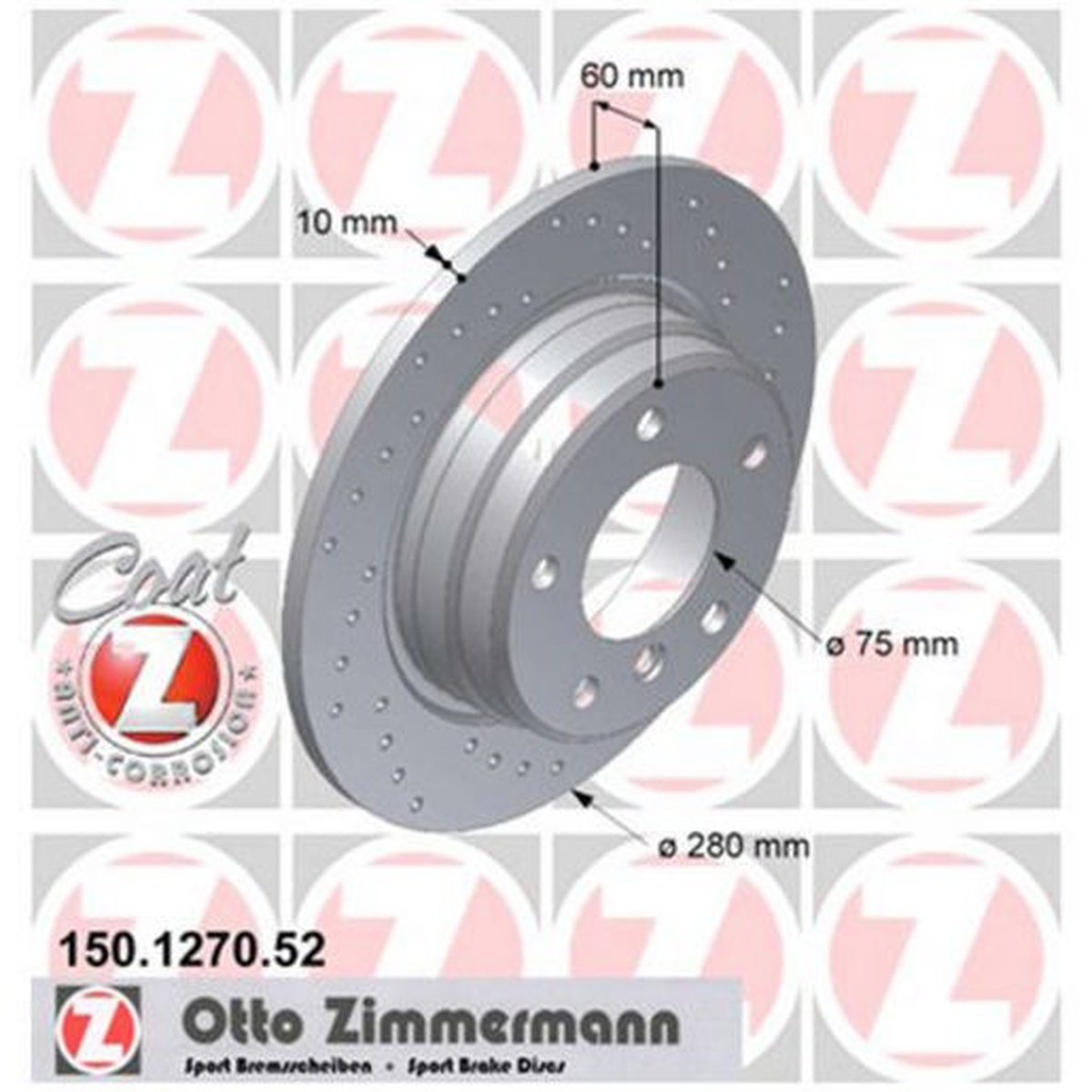 Zimmermann OE Coat Z Brake Rotor Pair 324mm Front 150.1271.20