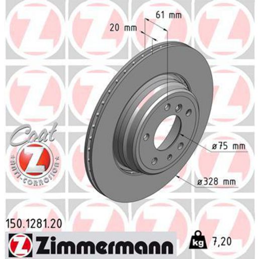 Zimmermann OE Coat Z Brake Rotor Single 328mm Rear 150.1281.20