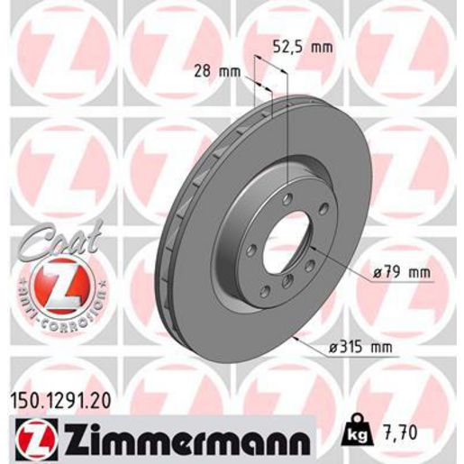Zimmermann OE Coat Z Brake Rotor 315mm Front RH 150.1291.20