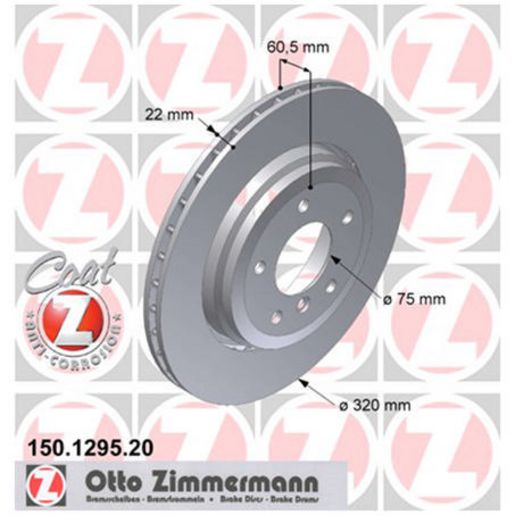 Zimmermann OE Coat Z Brake Rotor Pair 320mm Rear 150.1295.20