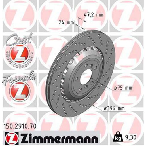 Zimmermann Formula Z Brake Rotor 396mm Rear RH 150.2910.70