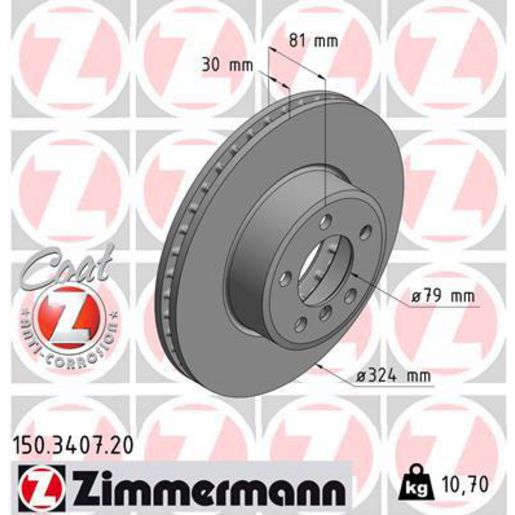 Zimmermann OE Coat Z Brake Rotor Single 324mm Front 150.3407.20