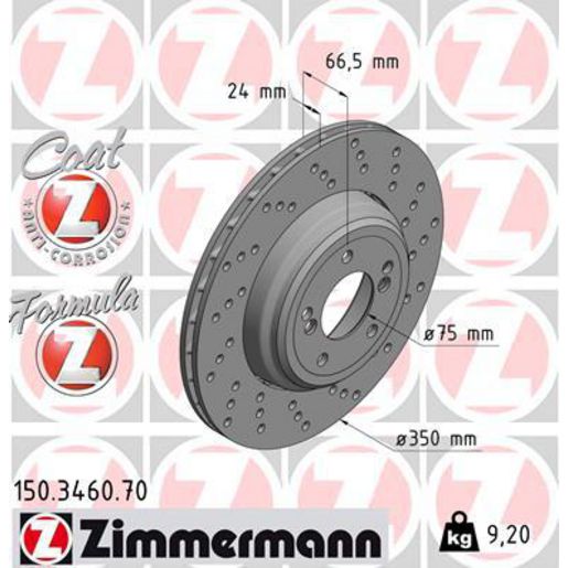 Zimmermann Formula Z Brake Rotor 350mm Rear RH 150.3460.70