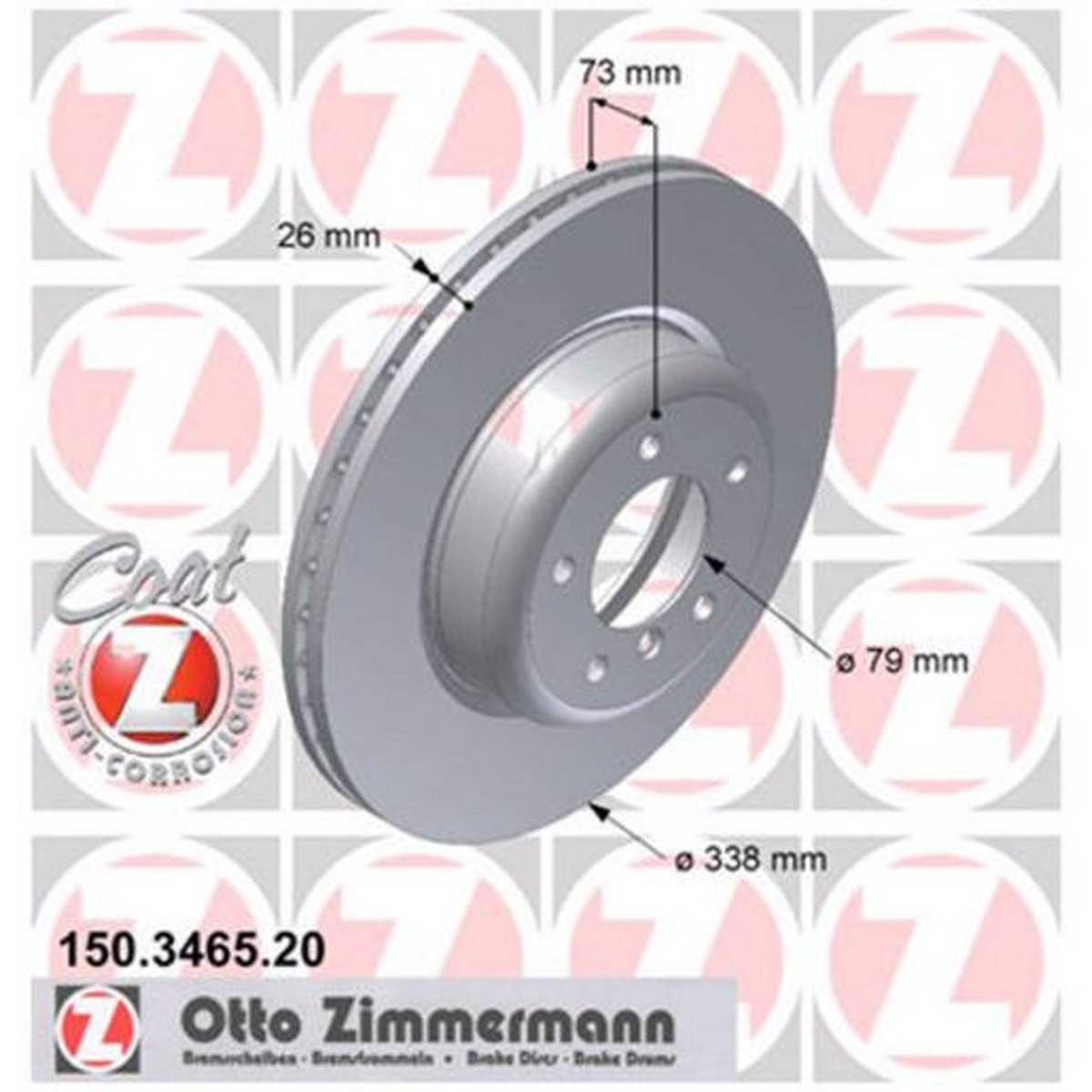 Zimmermann OE Coat Z Brake Rotor Single 338mm Front 150.3465.20