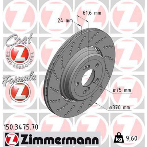 Zimmermann Formula Z Brake Rotor 370mm Rear LH 150.3475.70
