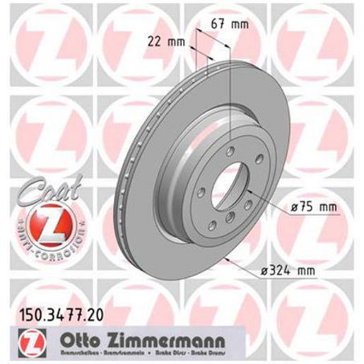 Zimmermann OE Coat Z Brake Rotor Single 324mm Rear 150.3477.20
