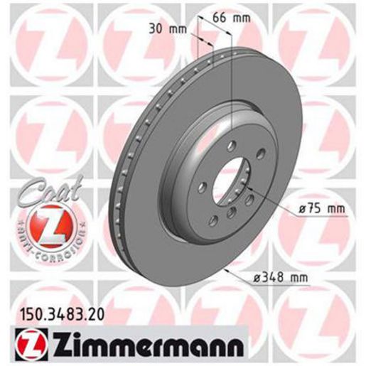 Zimmermann OE Coat Z Brake Rotor Pair 348mm Front 150.3483.20