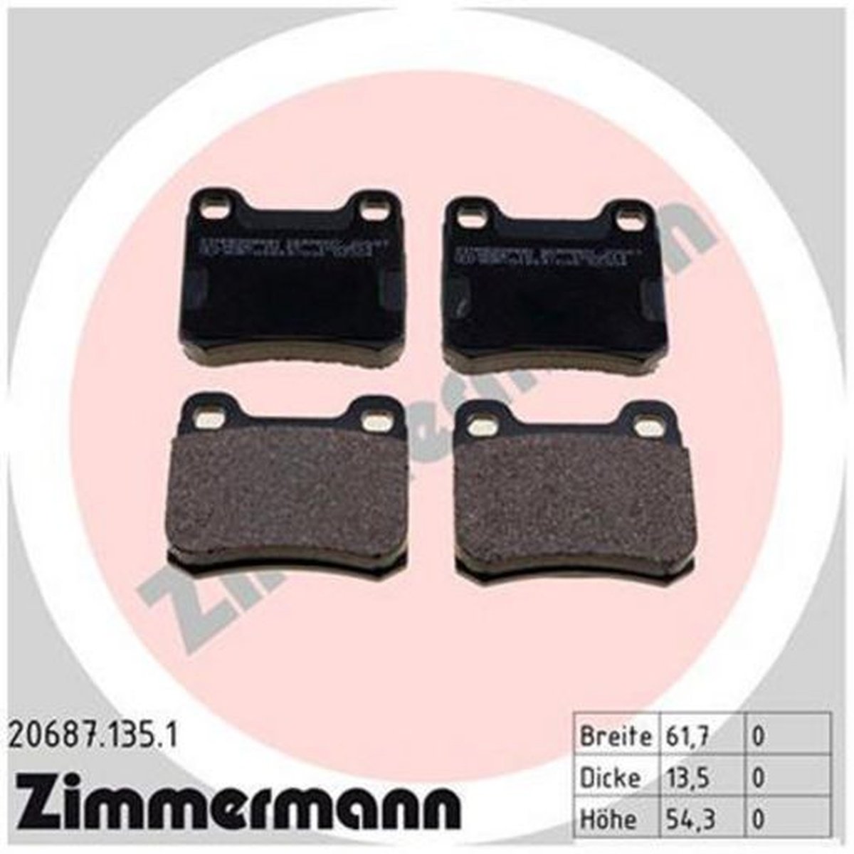 Zimmermann Brake Pad Rear Set 20687.135.1